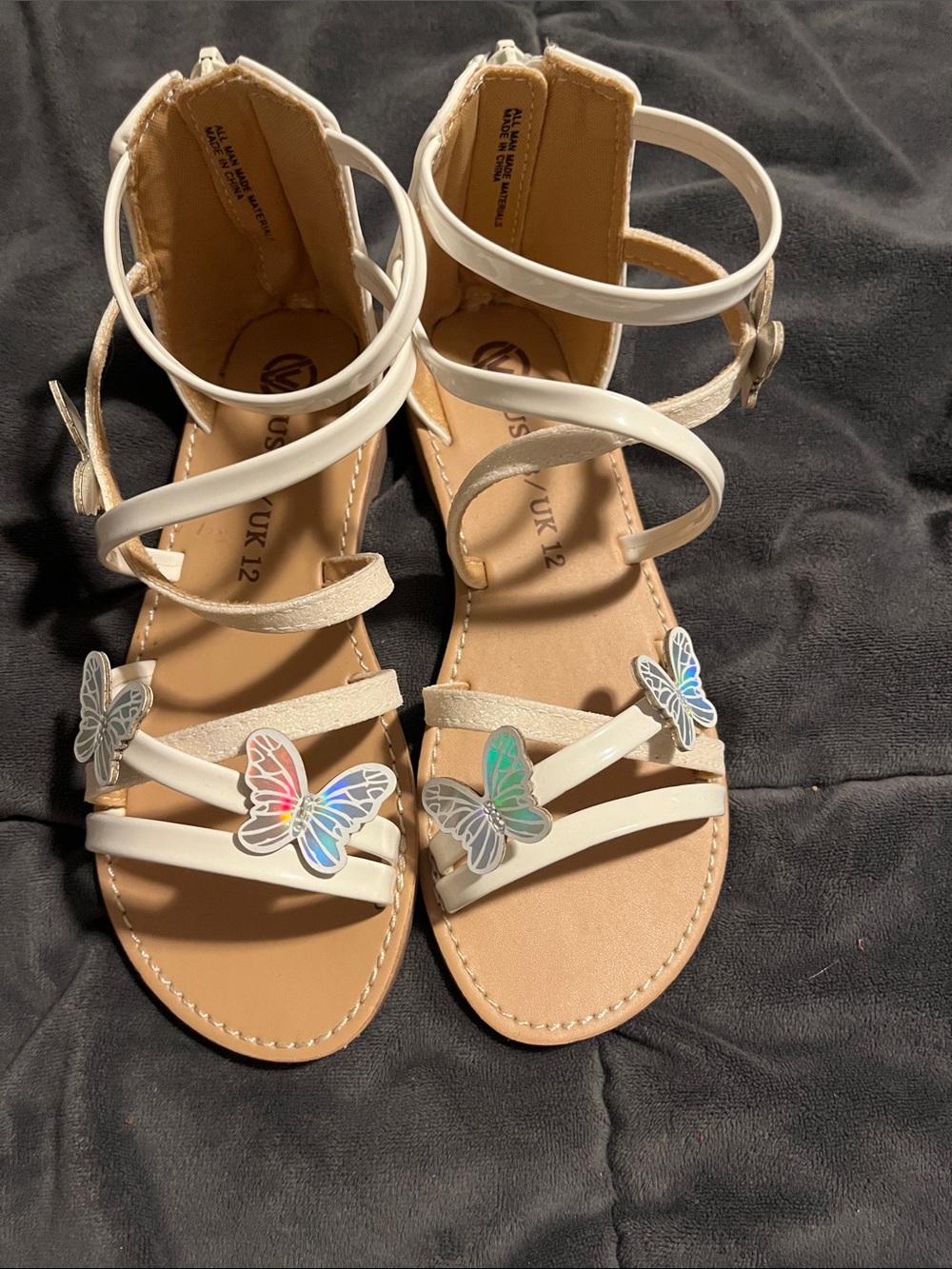 Girls White Butterfly Gladiator Sandals